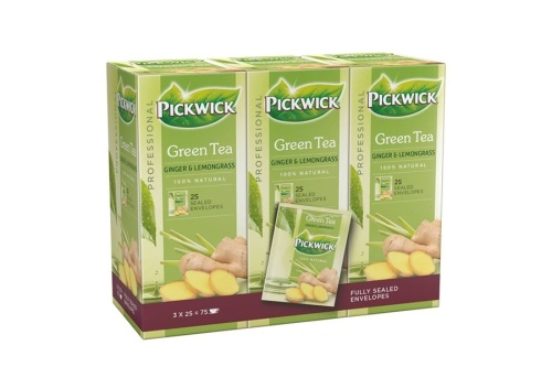 Pickwick Groene Thee Ginger & Lemongrass - 3 x 25 Zakjes