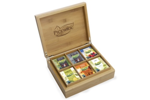 Pickwick bamboe houten Fairtrade theekist, 6-vaks